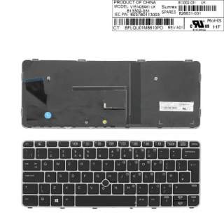 Клавиатура за лаптоп HP EliteBook 820 G3 Черна със Сребриста Рамка (Кирилица)
